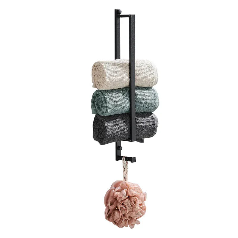 Porte-serviettes salle de bain crochets noir aluminium