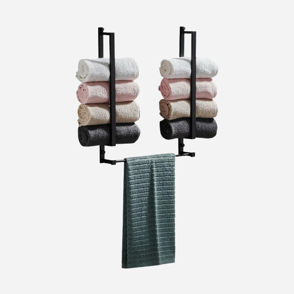 Porte-serviettes salle de bain crochets noir aluminium - Aéraly