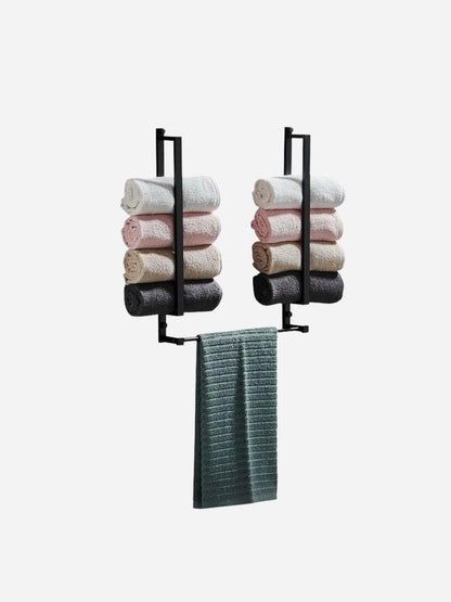 Porte-serviettes salle de bain crochets noir aluminium