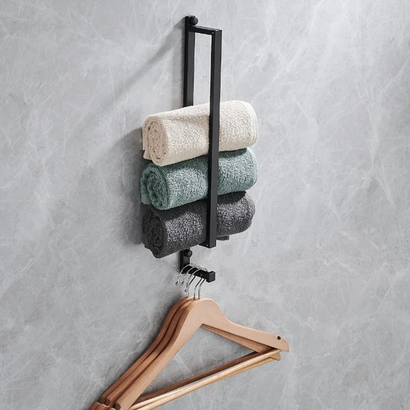 Porte-serviettes salle de bain crochets noir aluminium - Aeraly