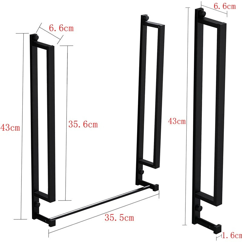 Porte-serviettes salle de bain crochets noir aluminium - Aeraly