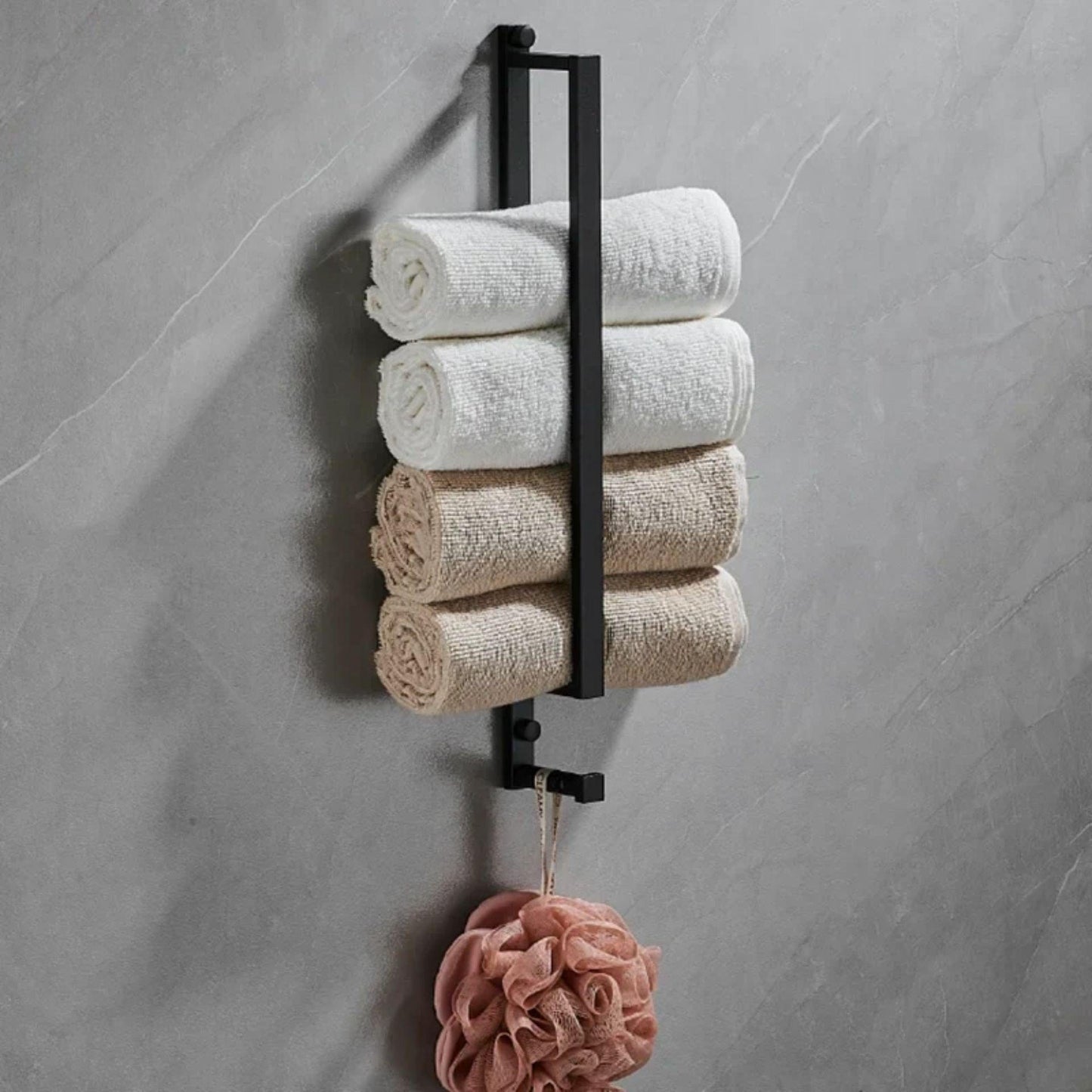 Porte-serviettes salle de bain crochets noir aluminium Noir