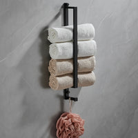 Porte-serviettes salle de bain crochets noir aluminium - Aeraly