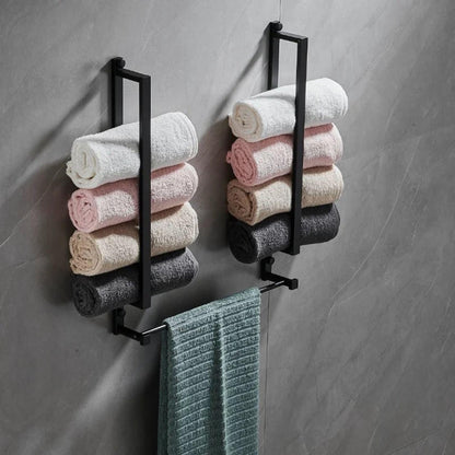 Porte-serviettes salle de bain crochets noir aluminium Noir (paire)