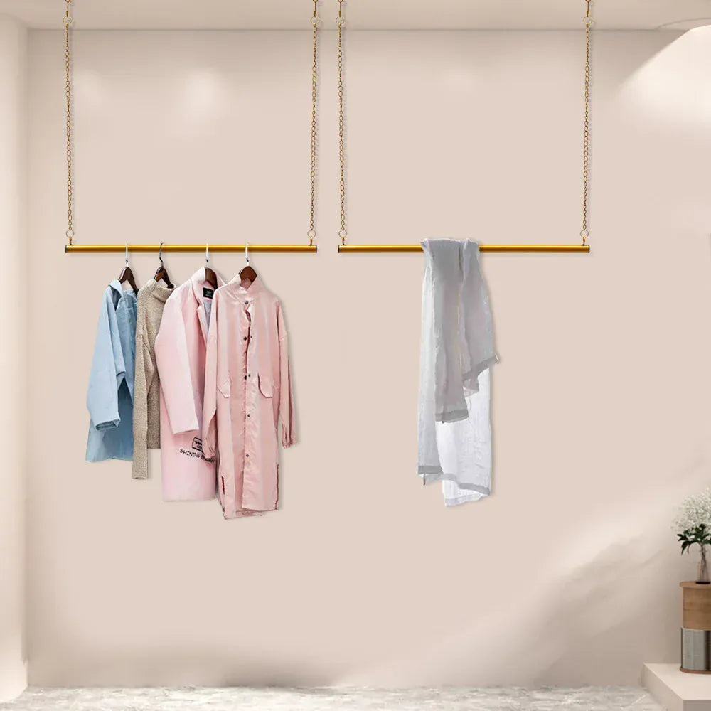 Porte-vêtements ajustable métal gain place - Maximisez votre espace de rangement Or