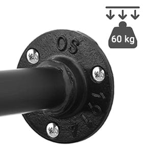 Porte-vêtements mural industriel en acier noir – robuste et design