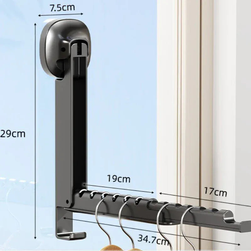 Porte-vêtements mural pliable ventouse - simplifient le séchage de votre linge Noir