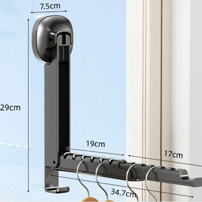 Porte-vêtements mural pliable ventouse - simplifient le séchage de votre linge Noir