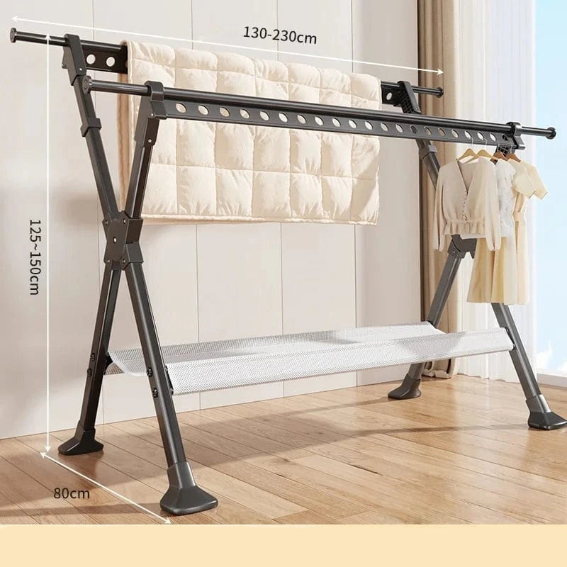 MOD Floor-Standing Household Balcony Folding Clothes Drying Rack Multi-Purpose Indoor And Outdoor Telescopic Clothes Drying Rack Scalable Grey