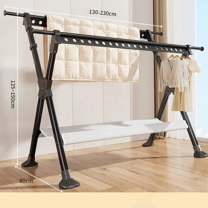 MOD Floor-Standing Household Balcony Folding Clothes Drying Rack Multi-Purpose Indoor And Outdoor Telescopic Clothes Drying Rack Scalable Black