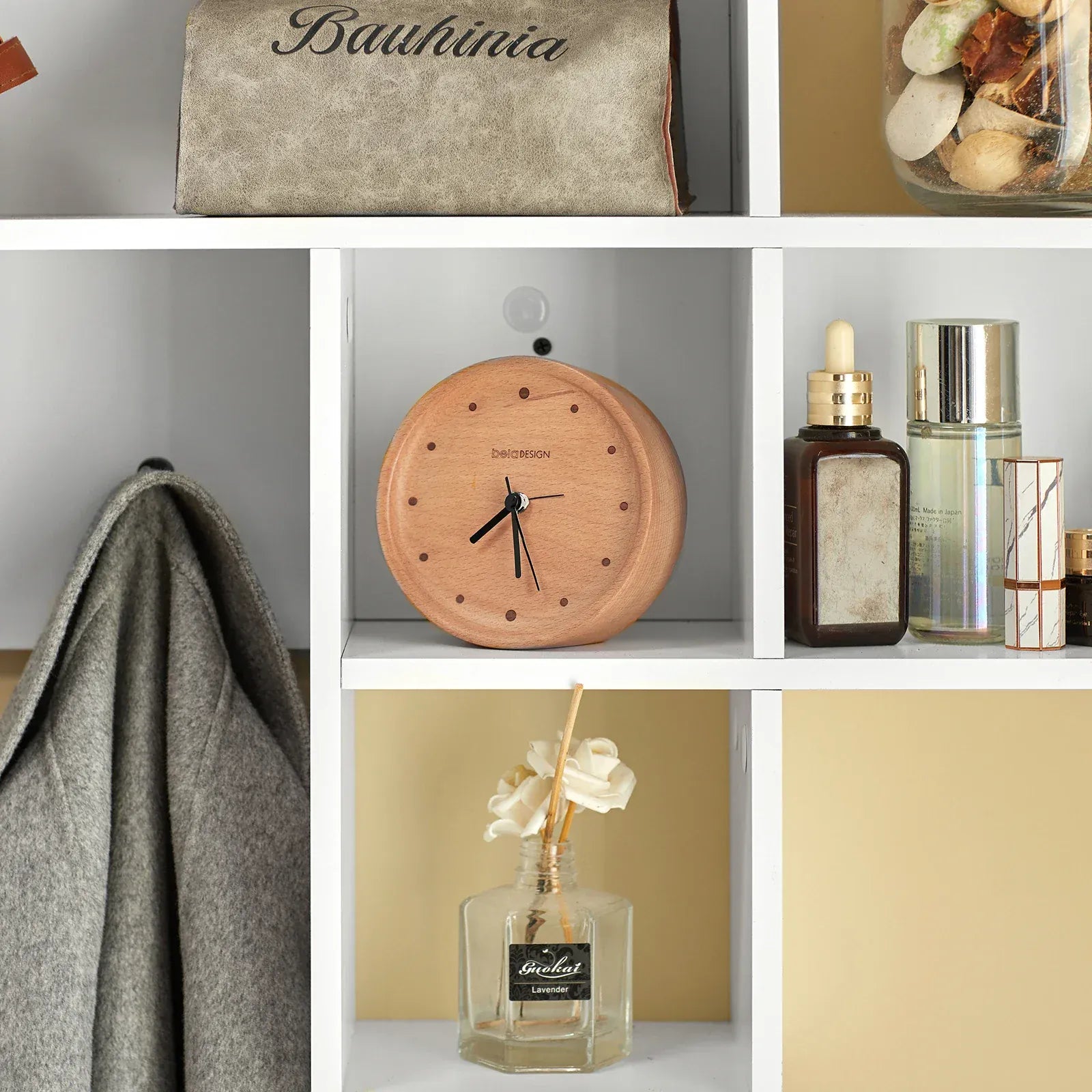 Portemanteau étagère murale avec compartiments et crochets Blanc