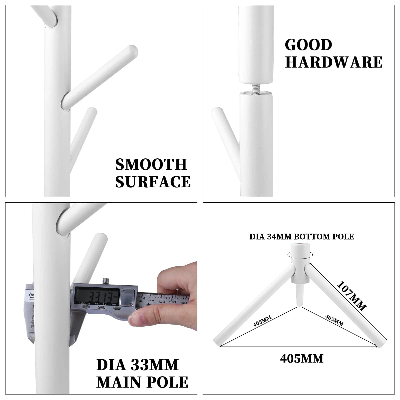 Solid Wood Coat Racks Stand Adjustable Height Clothes Hanger 8 Hook for Home Entryway Clothes Hat Scarves Handbags Rack