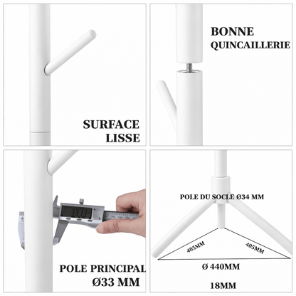 Portemanteau bois massif réglable en hauteur - un rangement efficace et élégant - Aeraly