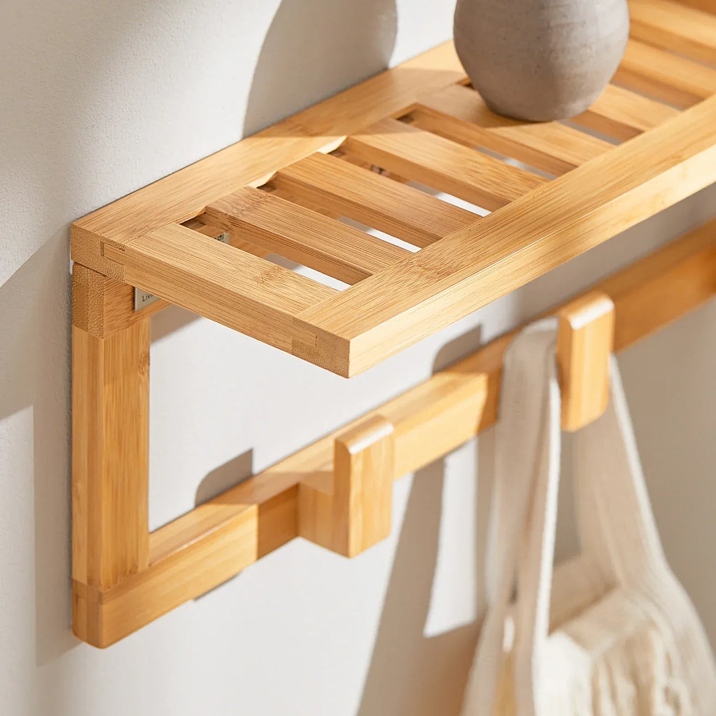 Portemanteau Mural 6 Crochets Bambou - l'organisation pratique et élégante Bois