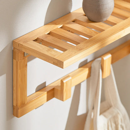 Portemanteau Mural 6 Crochets Bambou - l'organisation pratique et élégante Bois