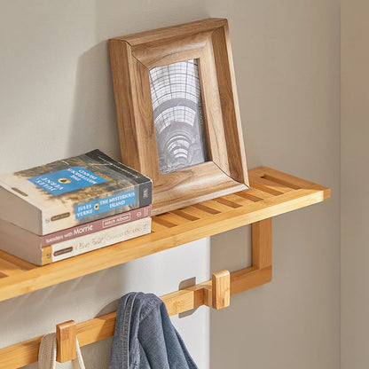 Portemanteau Mural 6 Crochets Bambou - l'organisation pratique et élégante Bois