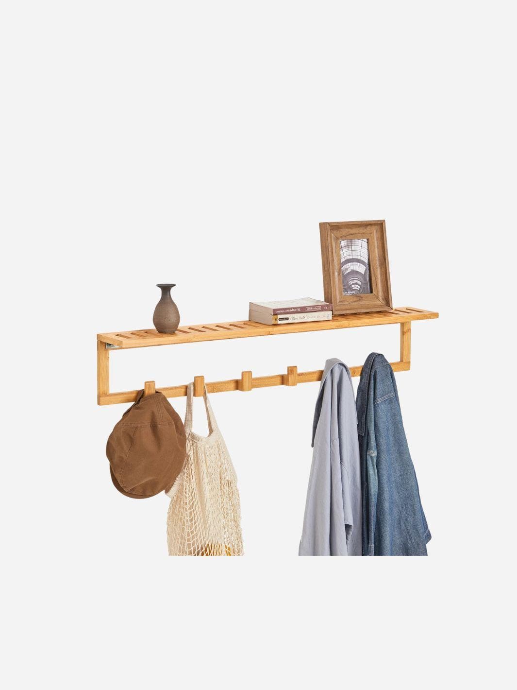 Portemanteau Mural 6 Crochets Bambou - l'organisation pratique et élégante Bois