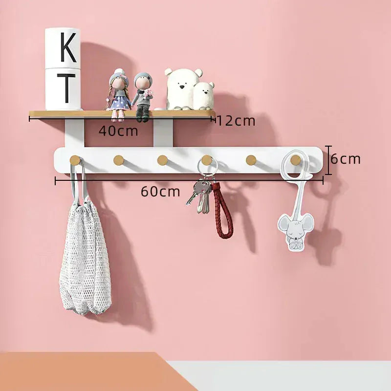 Portemanteau mural bois crochets entrée - Accrochez vos vêtements avec style ! A1 6 Crochets