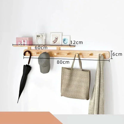 Portemanteau mural bois crochets entrée - Accrochez vos vêtements avec style ! A1 8 Crochets