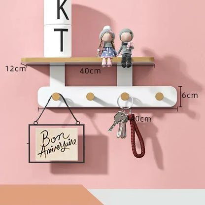 Portemanteau mural bois crochets entrée - Accrochez vos vêtements avec style ! B1 4 Crochets