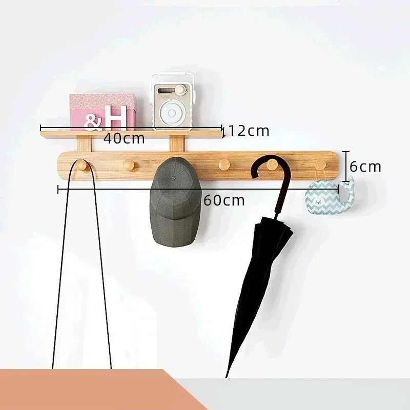 Portemanteau mural bois crochets entrée - Accrochez vos vêtements avec style ! B1 6 Crochets