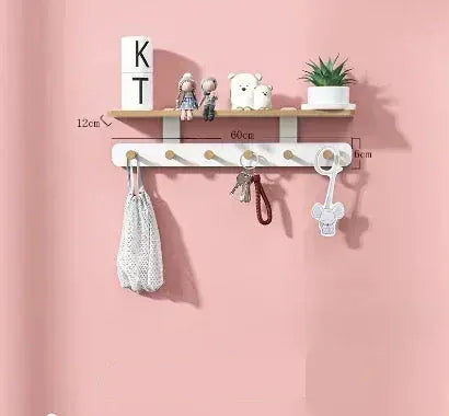 Portemanteau mural bois crochets entrée - Accrochez vos vêtements avec style ! C1 6 Crochets-B