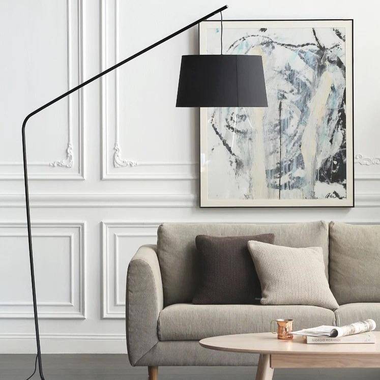 Lampadaire design noir abat-jour tissu ALONE