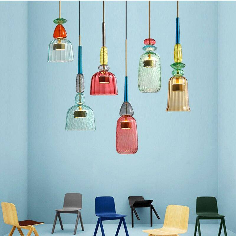 Suspension design LED verre coloré IRIDE