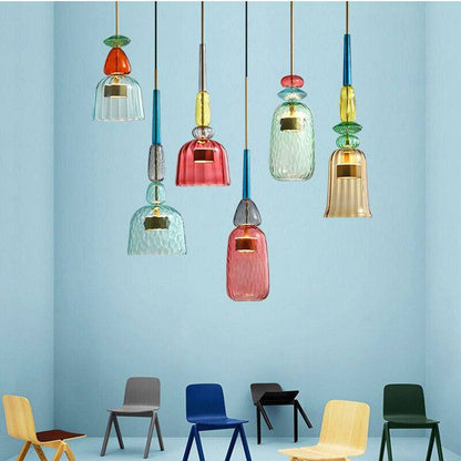 Suspension design LED verre coloré IRIDE