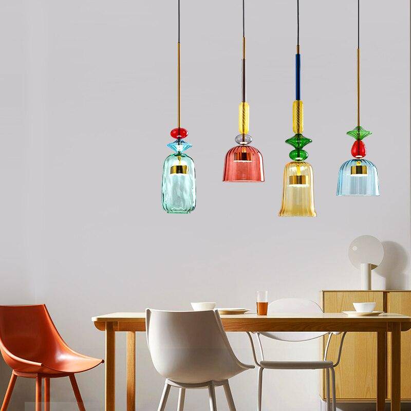 Suspension design LED verre coloré IRIDE