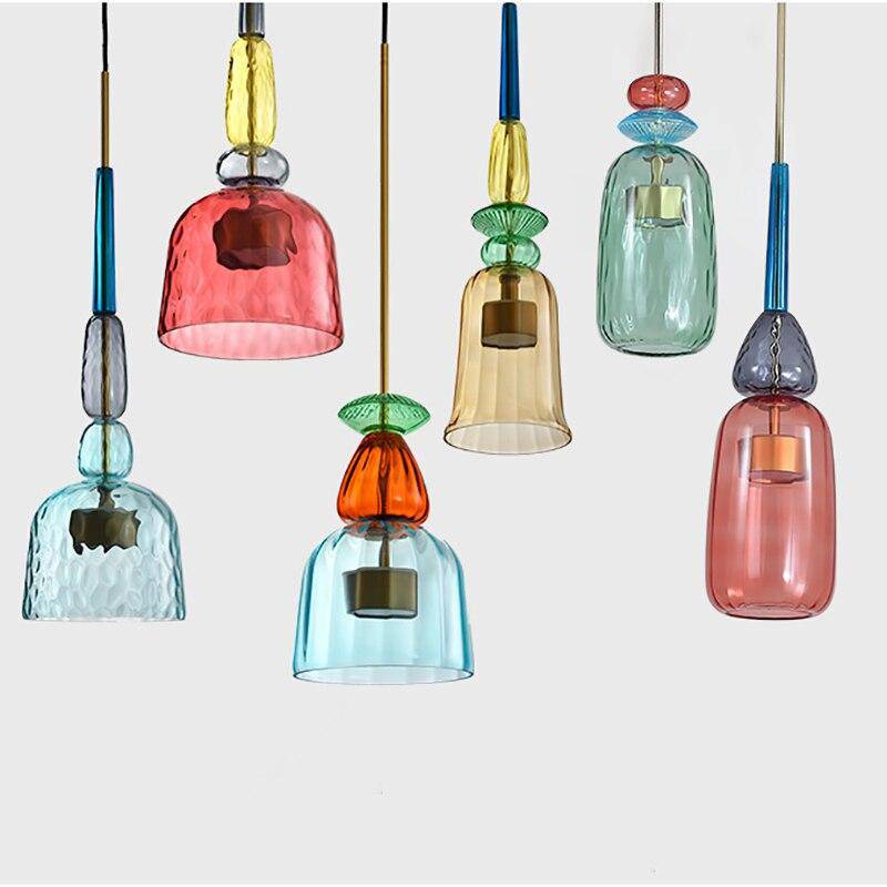 Suspension design LED verre coloré IRIDE