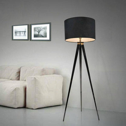 Lampadaire design triple pieds abat-jour tissu noir TRIADE