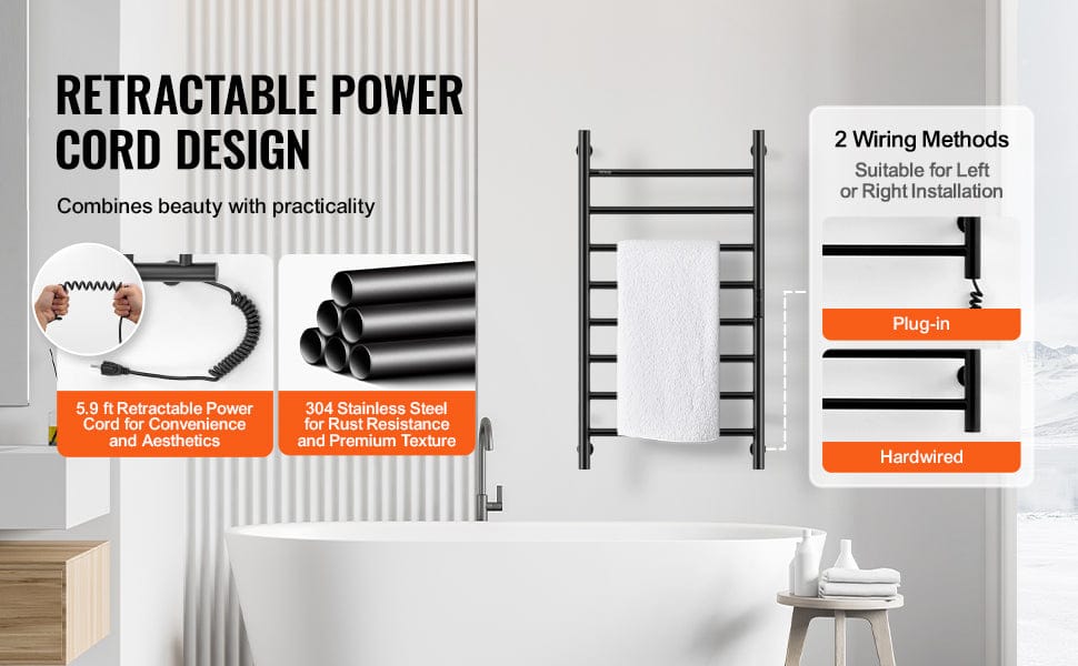 Radiateur Sèche serviettes chauffant mural avec minuterie et LED