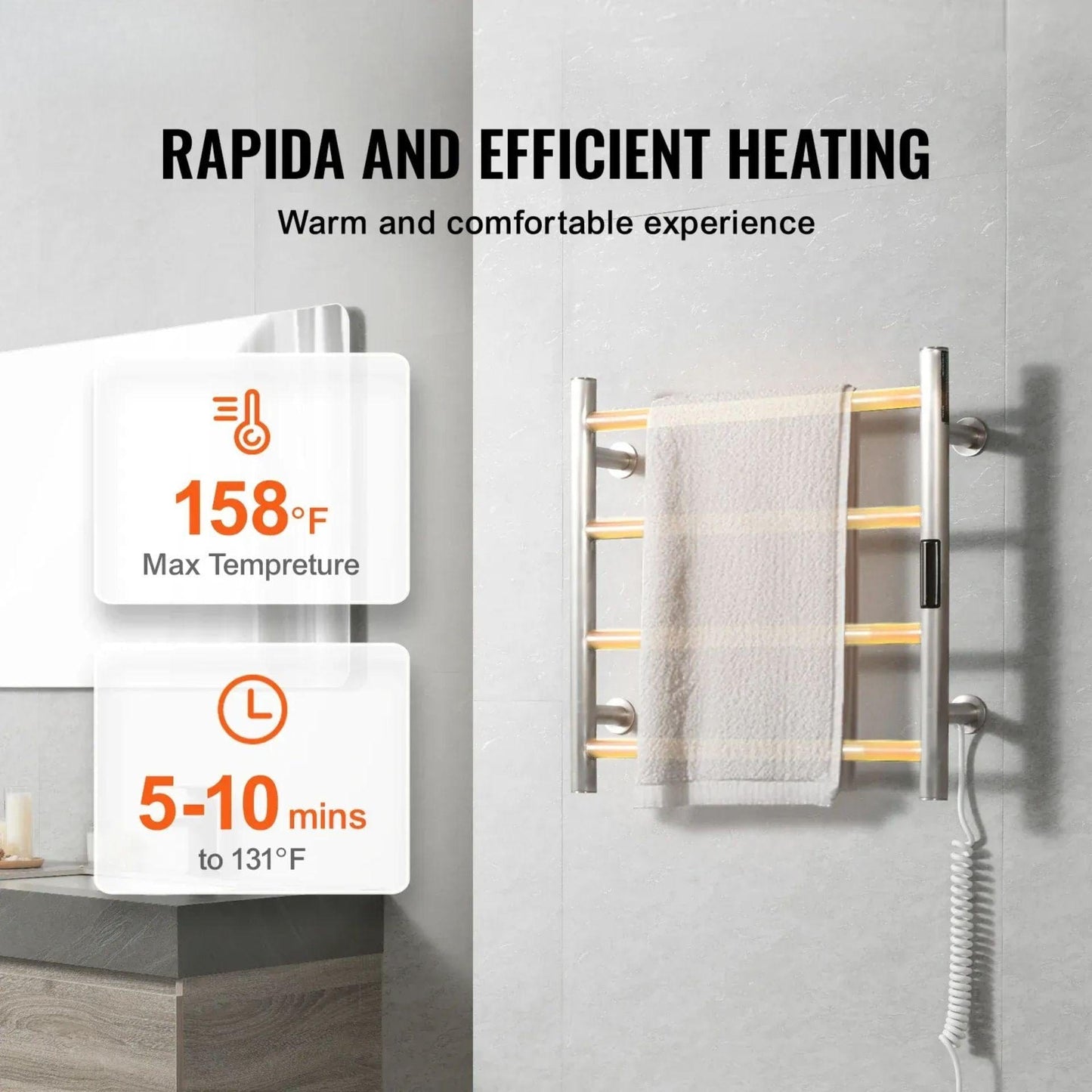 Radiateur Sèche serviettes chauffant mural avec minuterie et LED