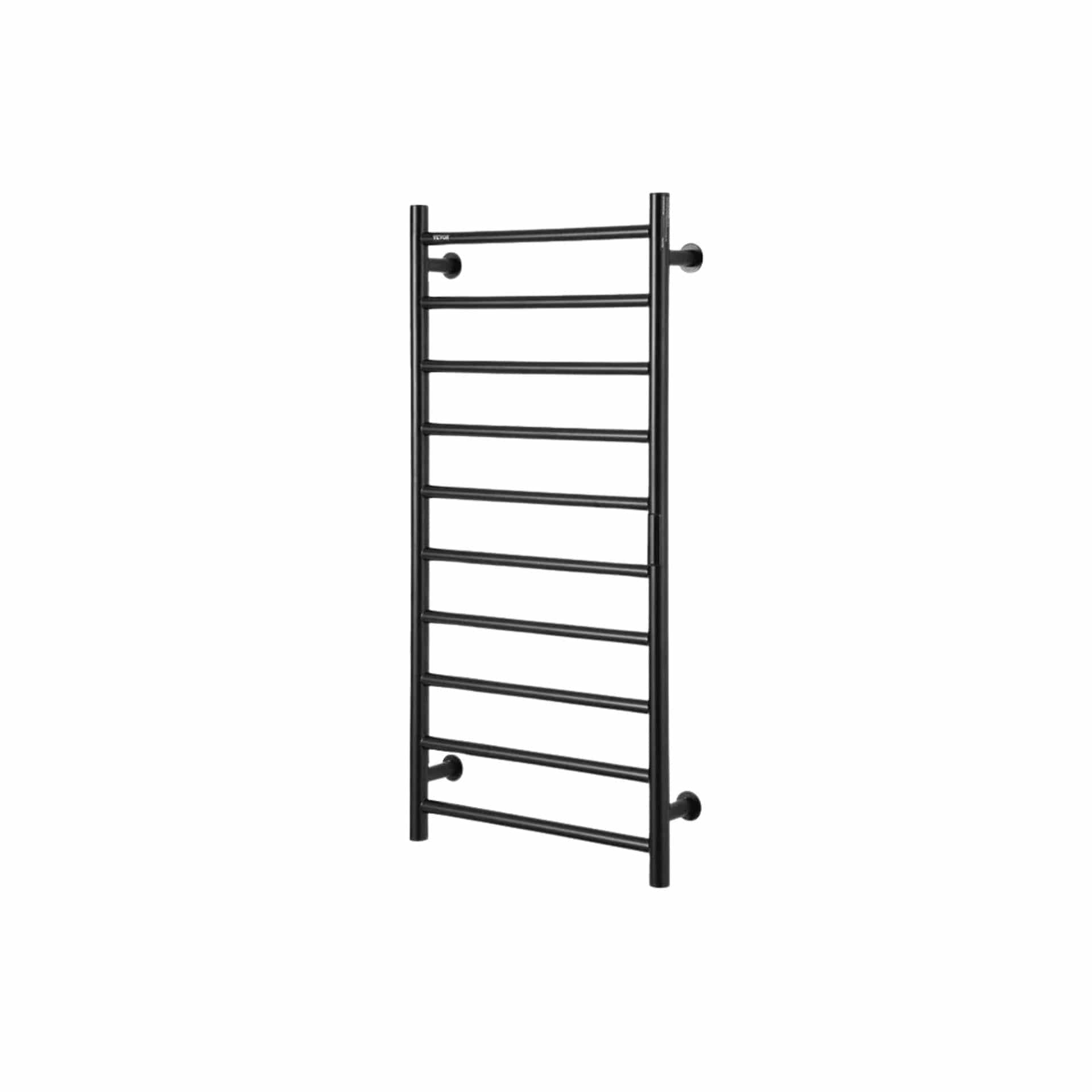 Radiateur Sèche serviettes chauffant mural avec minuterie et LED Noir 10 Barres