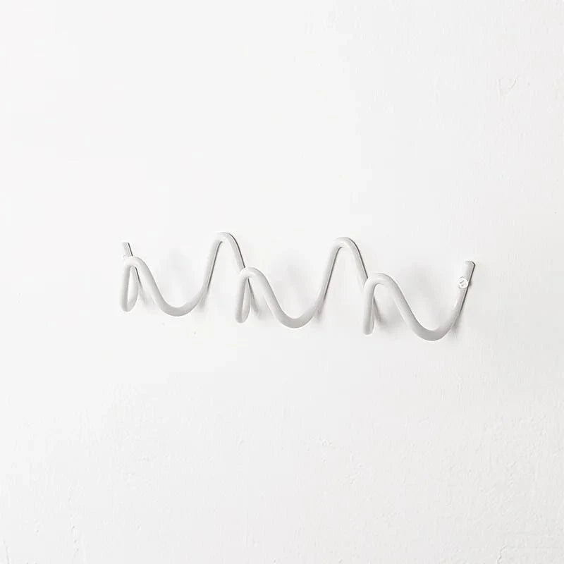 MOD Wavy Design Wall Mounted Coat Rack Modern Wall Rack Coat Storage Creative Hanger for Home Organization Hotel Store Decoration White 3 hooks