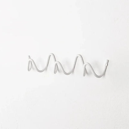 MOD Wavy Design Wall Mounted Coat Rack Modern Wall Rack Coat Storage Creative Hanger for Home Organization Hotel Store Decoration White 3 hooks
