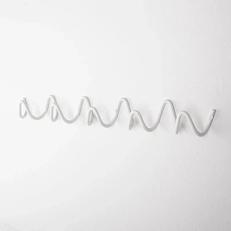 MOD Wavy Design Wall Mounted Coat Rack Modern Wall Rack Coat Storage Creative Hanger for Home Organization Hotel Store Decoration White 5 hooks