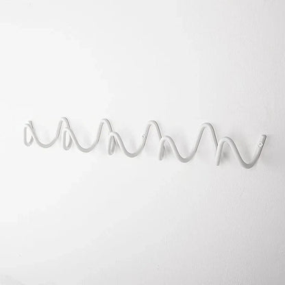 MOD Wavy Design Wall Mounted Coat Rack Modern Wall Rack Coat Storage Creative Hanger for Home Organization Hotel Store Decoration White 5 hooks