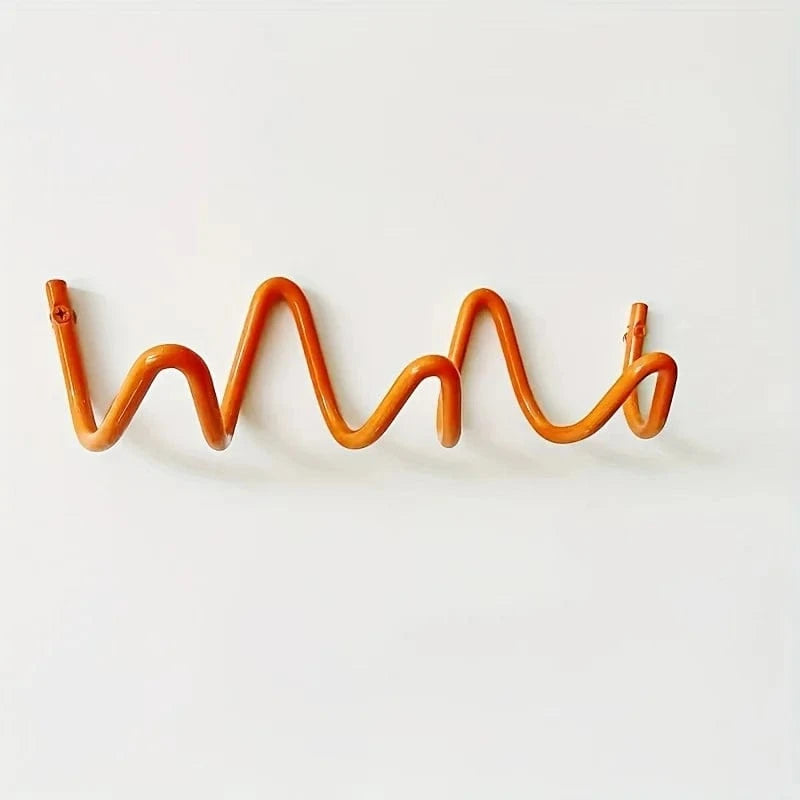 MOD Wavy Design Wall Mounted Coat Rack Modern Wall Rack Coat Storage Creative Hanger for Home Organization Hotel Store Decoration Red 3 hooks