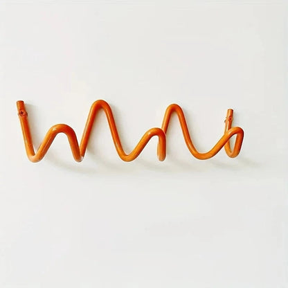 MOD Wavy Design Wall Mounted Coat Rack Modern Wall Rack Coat Storage Creative Hanger for Home Organization Hotel Store Decoration Red 3 hooks