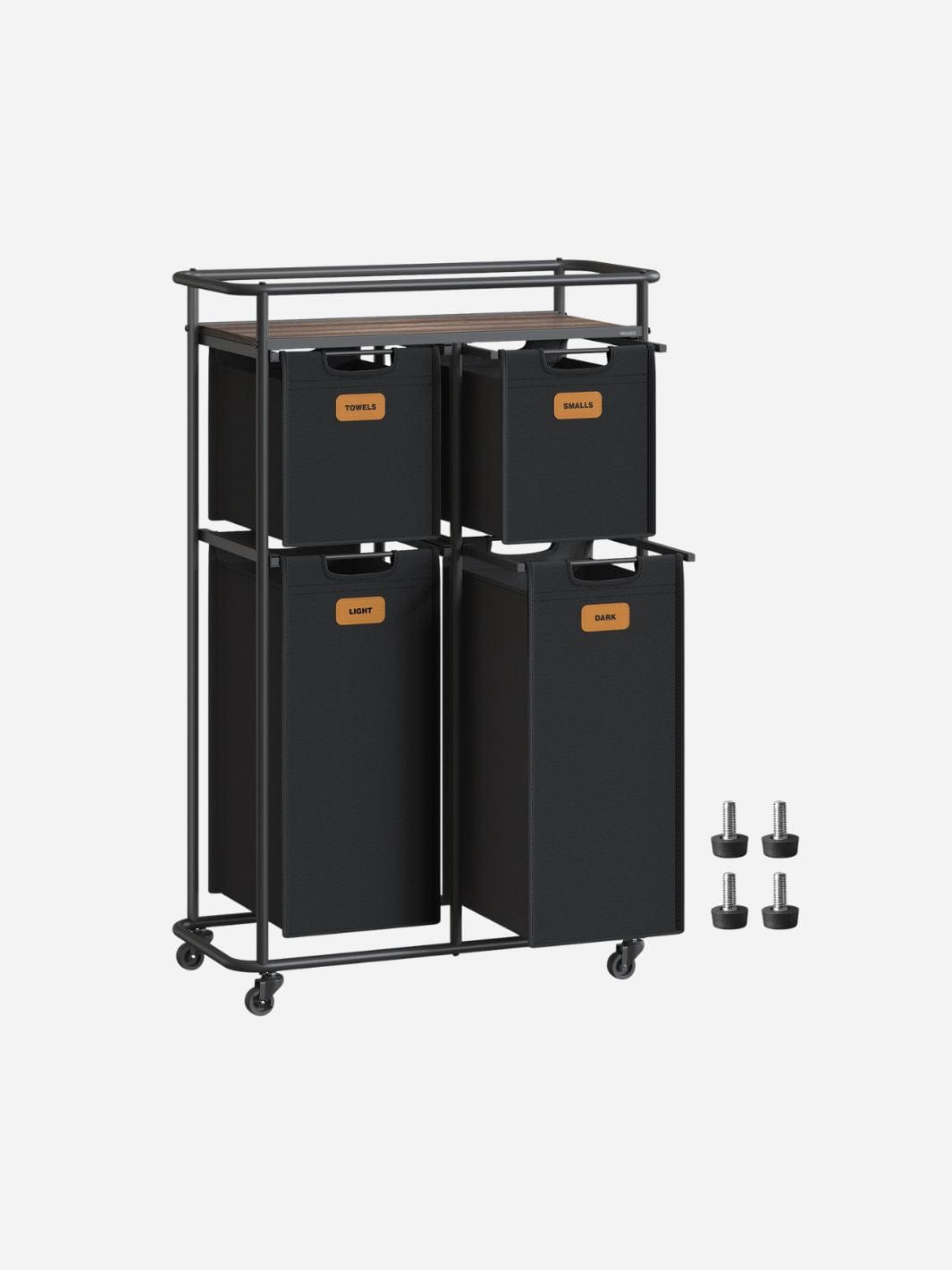 Rangement pour linge sale 150L avec 4 sacs amovibles Noir