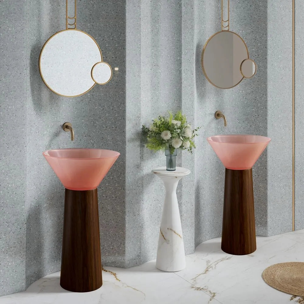 ONDA BOIS - Vasque totem sur pied sculptural