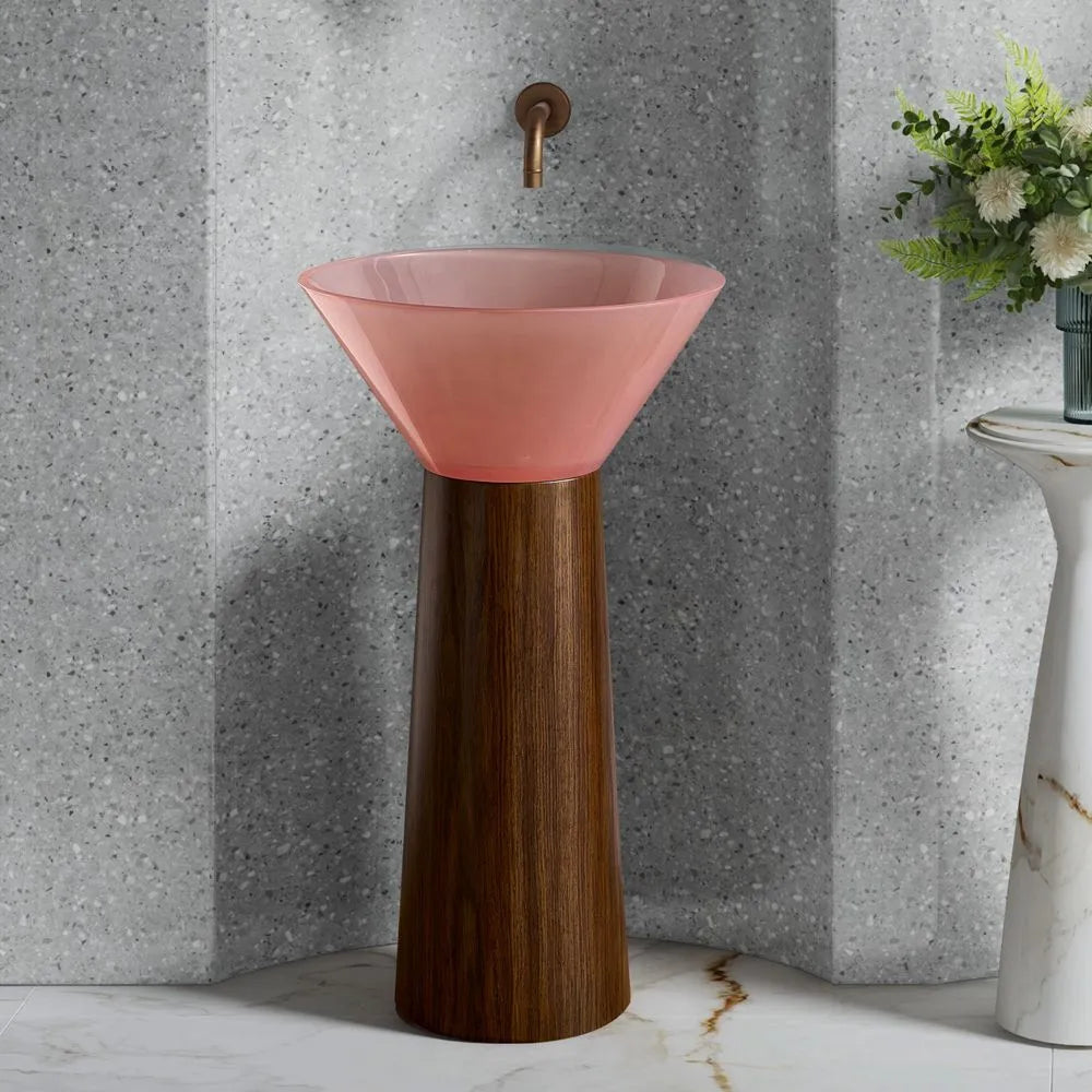 ONDA BOIS - Vasque totem sur pied sculptural