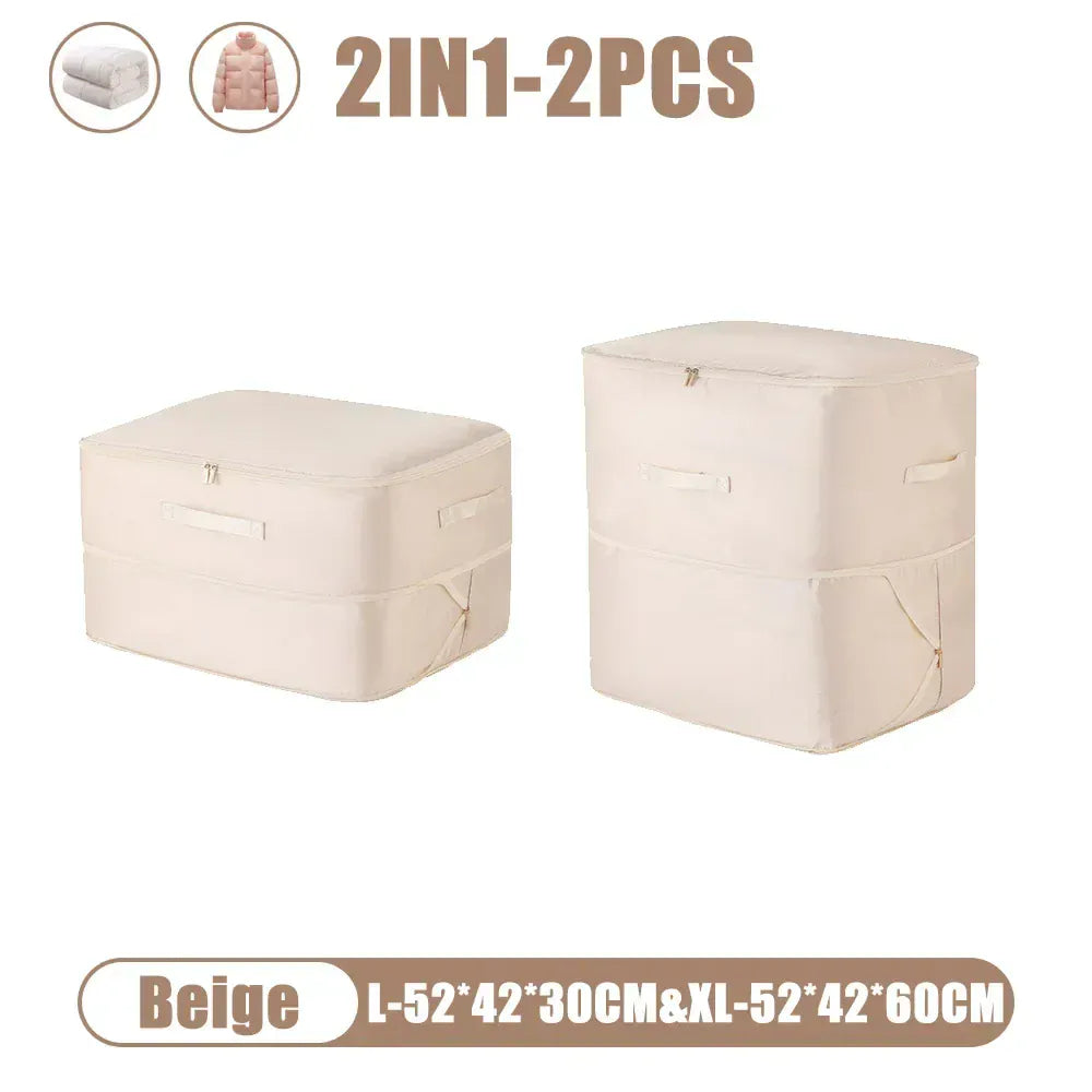 Sac compression couette vêtements gain place 2IN1-Beige (XL+L)