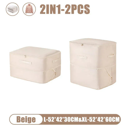 Sac compression couette vêtements gain place 2IN1-Beige (XL+L)