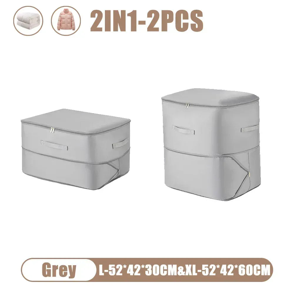 Sac compression couette vêtements gain place 2IN1-Gris (XL+L)