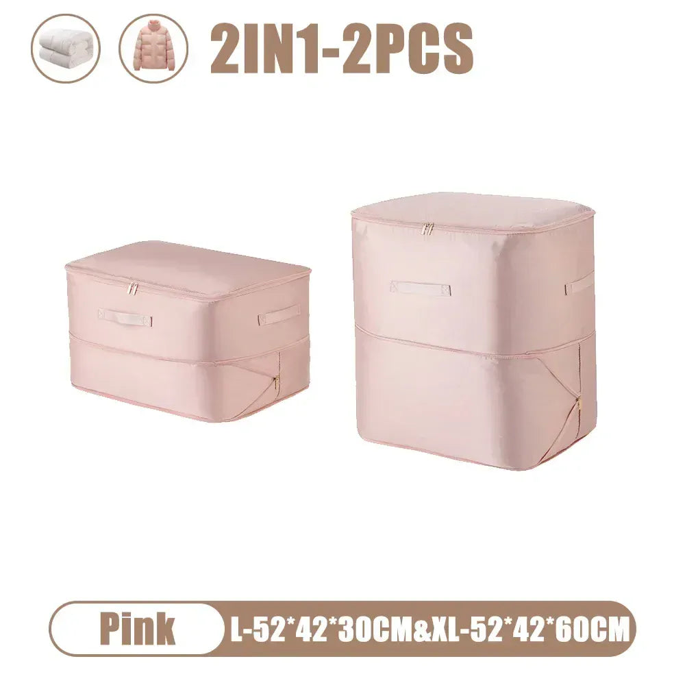 Sac compression couette vêtements gain place 2IN1-Rose (XL+L)