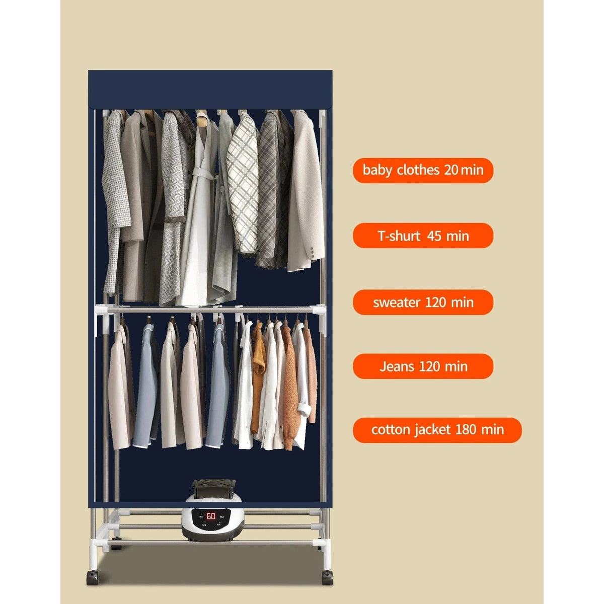 Sèche-linge électrique portable 1500W grande capacité - Aéraly