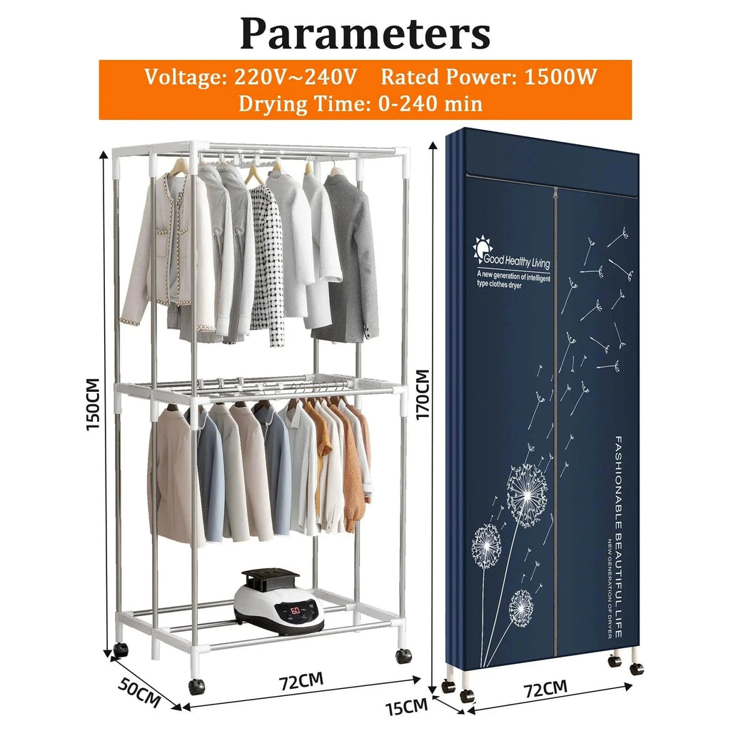 Sèche-linge électrique portable 1500W grande capacité - Aéraly